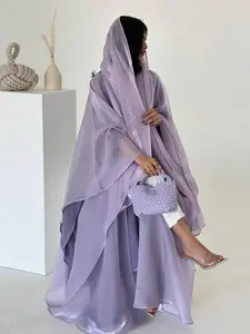 Elegant Loose Fit Abaya Outerwear, Long Batwing Sleeves, Plain Design, All-Season Wear, Versatile, Middle Eastern Luxury Women's Clothing