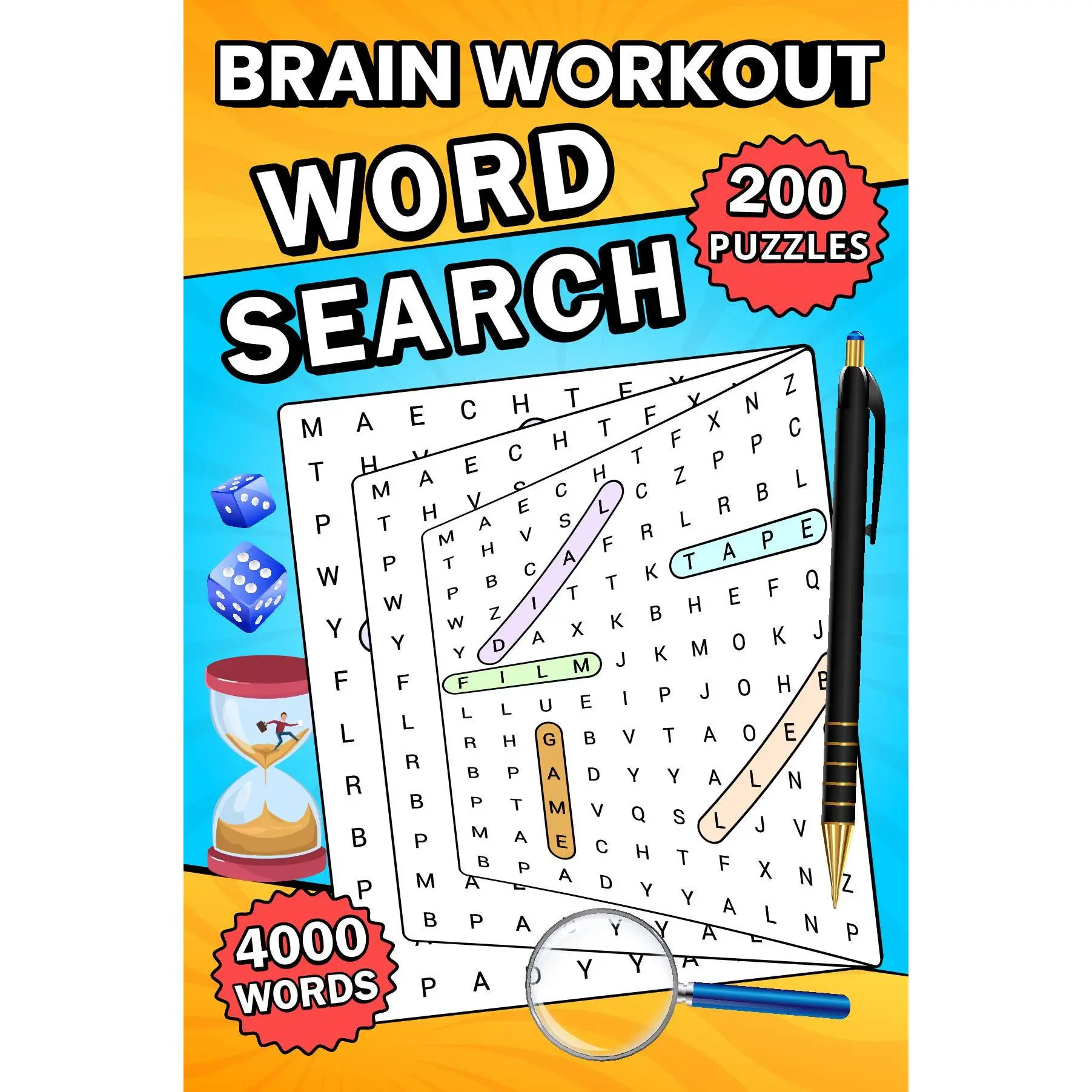 Large Print Compact Brain Workout Word Search Book - 200 Puzzles, 4000 Words, Lightweight, Reduce Eye Strain, Travel-Friendly, Pattern Recognition, Improves Memory, Stress Relief, Ideal Gift for Adults, Seniors