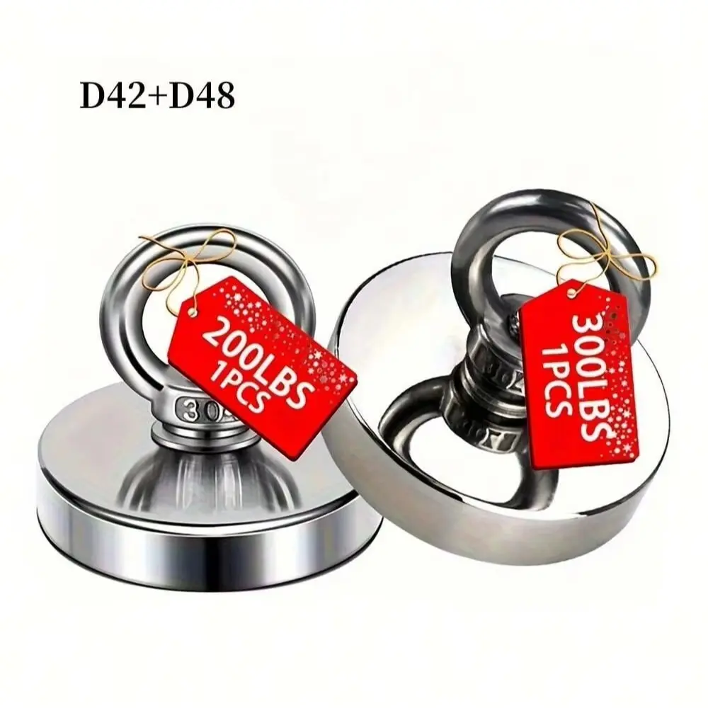 2pcs Industrial Strength Neodymium Magnet Hooks, Strong Magnetic, Rare Earth Magnets, Polished Metal Finish, Rust-Resistant, Durable Fishing Gear, Magnetic Item