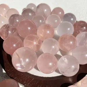 Star Rose Quartz Sphere Reiki Pink Crystal Ball Ornament
