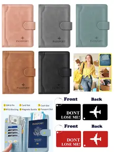 3-Piece Passport Case Set, Travel Document Organizer with Metal Luggage Tag, PU Leather Anti-Theft Passport Holder, Unisex Travel Essential