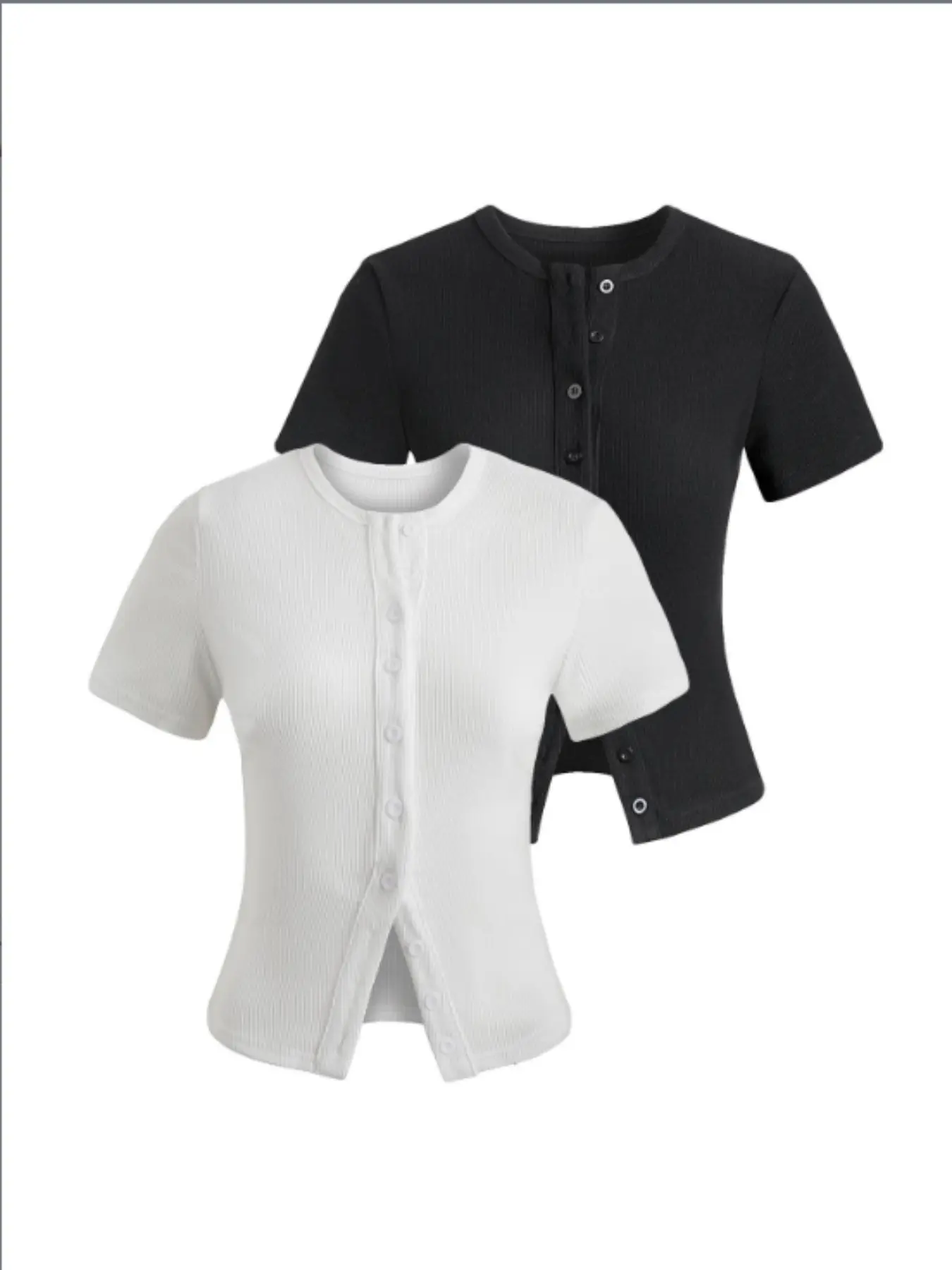 Women's Solid Color Button Front Cardigan, Basic Essential Elegant Casual Short Sleeve Round Neck Knitwear for Daily Wear, Ladies Clothes for All Seasons, Tops, Slim Fit