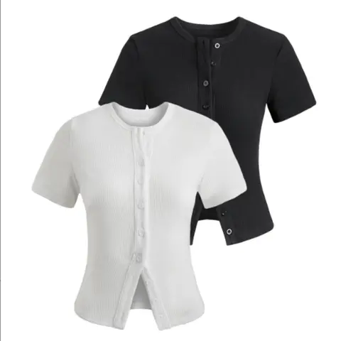 Women's Solid Color Button Front Cardigan, Basic Essential Elegant Casual Short Sleeve Round Neck Knitwear for Daily Wear, Ladies Clothes for All Seasons, Slim Fit, Casual Chic Knitwear