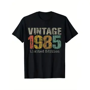 Vintage 1985 Limited Edition 40th Birthday Gift 40 Years Old T-Shirt, 180g Single-Sided Print Crew Neck Short Sleeve Machine Washable, 100% Cotton, Gift for Men Women Dad Mom Friends tees good menswear crewneck shirts men
