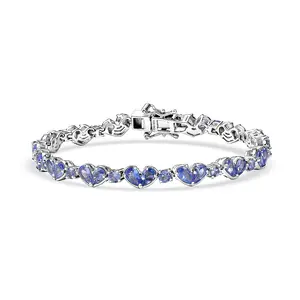 Shop LC Tanzanite 9.50 ctw Heart Bracelet in Rhodium Over Sterling Silv 8.00 In