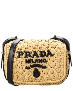Prada Logo Crochet & Leather Shoulder bag