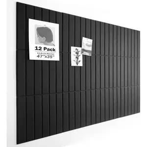 Large Cork Board, 48" X 36" Bulletin Board, 12 Pack Felt Pin Boards Cork Boards for Walls Office  Decor, Classroom with 60 Safe Removable Adhesive Tabs Black