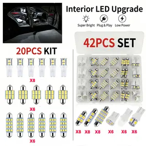 Premium LED Car Interior Light Bulbs Assortment Kit, 12V 6000K White Dome Map and License Plate Lights rock exhaust flame gauge cluster Universal Pro Light Pair