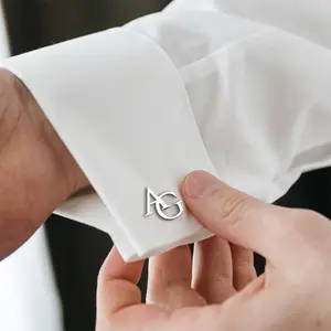 Customized First Letter Combination Cufflinks, Stainless Steel Groom And Groomsman Cufflinks Set, Personalized Holiday Gifts