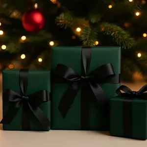 Elegant Dark Green Christmas Wrapping Paper Matte Holiday Gift Wrap Minimalist Traditional Stylish Festive Wrapping Paper Gorgeous