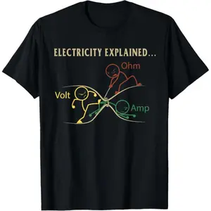 [100% Cotton] Funny Electricity explained Gift T-Shirt Unisex short sleeved T-shirt  Golf Gift T-Shirt For Men and Women
