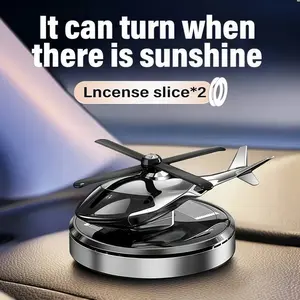 High-End Car Dashboard Creative Airplane Rotating Ornament, Solar Powered Helicopter Decoration, Long-Lasting Scent, Includes 2 Fragrance Sheets, Car Interior Accessories