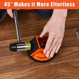 Floor Gap Repair Tool Kit, Includes 45° Repair Suction Cup, Rubber Hammer, 10 Reusable Adhesive Pads and Knee Pads, Iron + Rubber Material