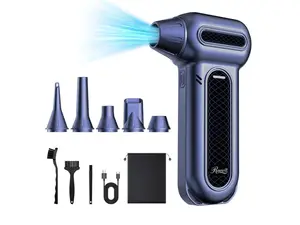 Rosewill Electric Air Duster - 130,000 RPM Super Power Cordless Compressed with Turbo Mode, 4-Gear Adjustable Mini Blower with Fast Charging, Inflation and Suction, Dust Blower for Computer, Keyboard