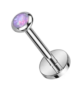 Flat Purple Opalite Titanium Threadless Labret