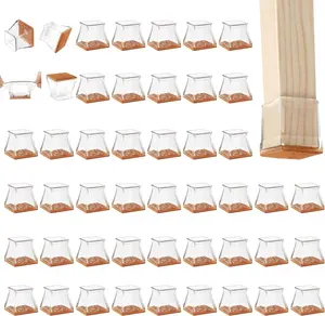 Square chair leg protective pad, made of silicone material, suitable for chair legs on hard floors for protection, also as furniture leg cover or protection cover, can protect the floor from scratches, consisting of 48 pieces.