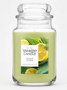 Yankee Candle Sage & Citrus Scented Classic 22oz Large Jar Single Wick Candle Over 110 Hours of Burn Time Ideal for Home Decor and Gifts Decoration Perfume Aroma