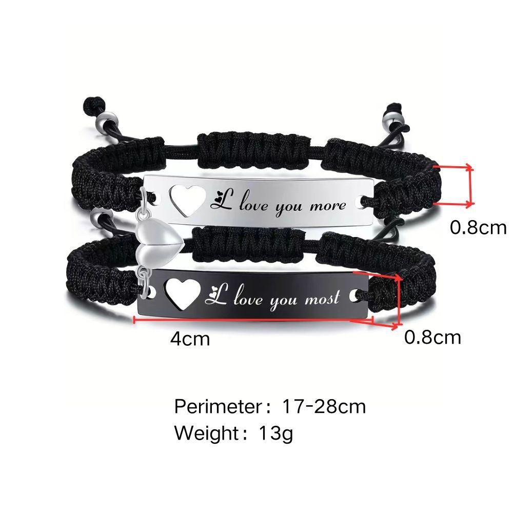 Magnetic Heart Matching Couples Bracelets - Adjustable Braided I Love My Boyfriend Girlfriend Long Distance Bracelets, Lovers His Hers Relationship Promise Bracelet Jewelry Anniversary Valentine‘s Birthday Gifts