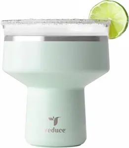 Saltini 16 oz Cocktail Tumbler - Insulated Margarita Tumbler with Lid - Keeps Drinks Cold for 10 Hours - 360 Sippable Martini Glass Alternative - Shatterproof, Perfect for Parties - Sea Glass Portable
