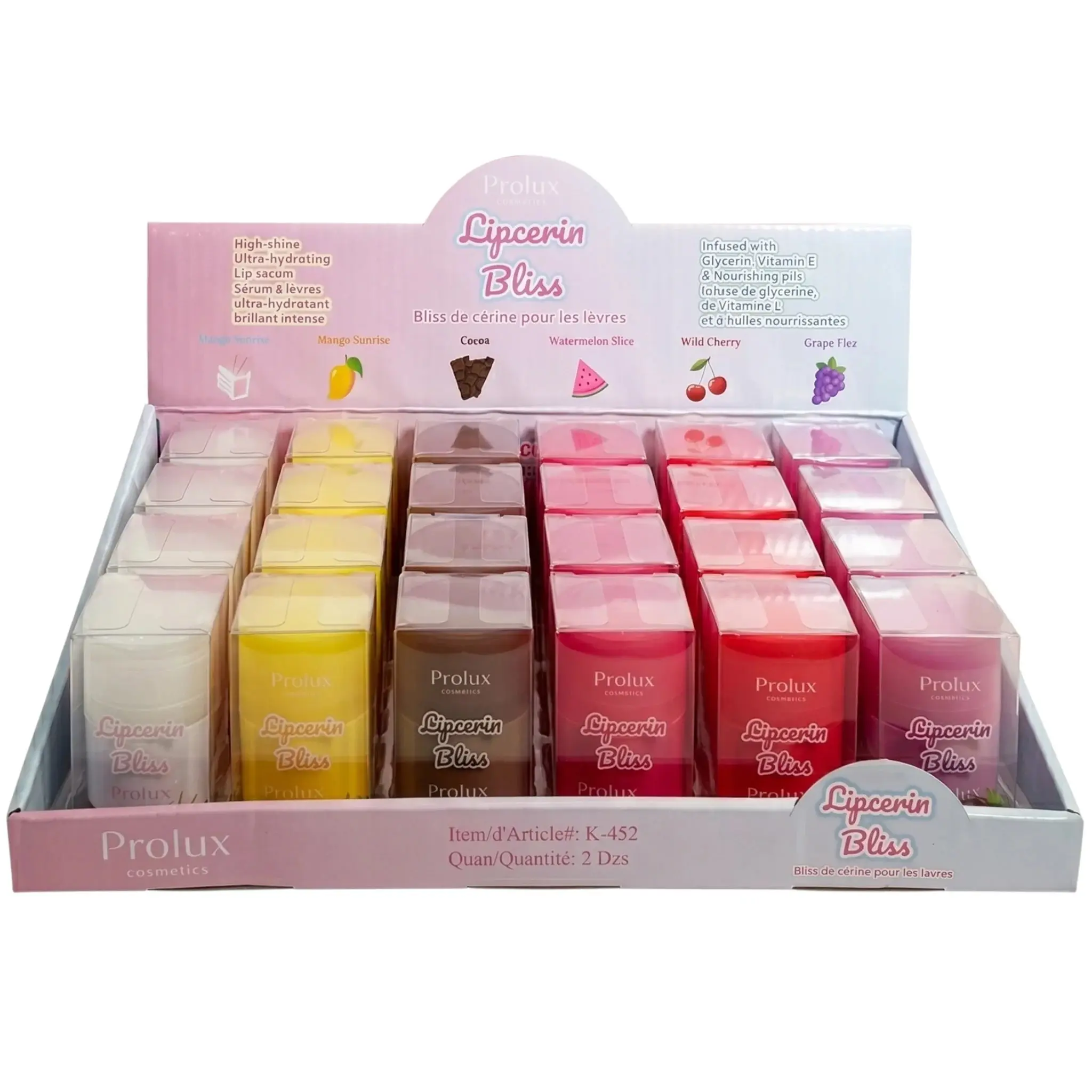 Sérum Labial Lipcerin Bliss Prolux - Venta al por Mayor Display 24 Unidades (K-452)