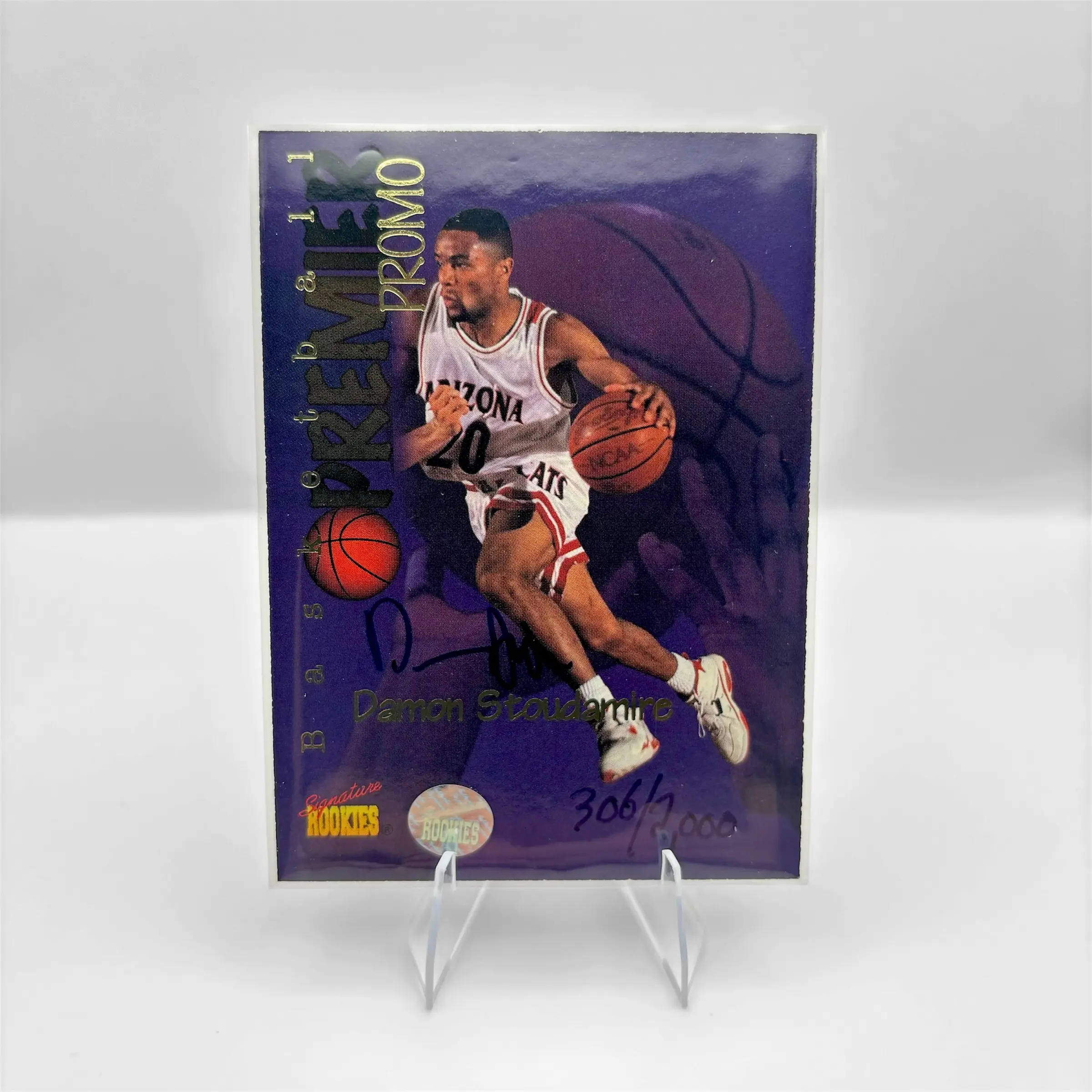 Damon Stoudamire #NNO NBA Card | 1996 Signature Rookies Autographed Rookie #306/2000 | Rare Signed 90s Basketball Collectible