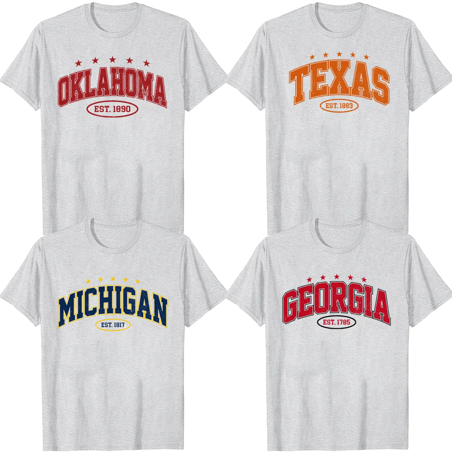 Vintage Varsity College T-Shirt, Distressed State Name Graphic Tee, Classic Athletic Unisex Shirt for Men Women, Birthday Gift for College Fans