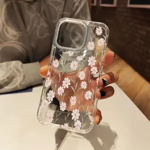 A transparent phone case with soft pink floral design, TPU shockproof full protection case, suitable for iPhone 17/16/15/14/13/12/11 PRO PROMAX PLUS AIR X XSMAX, an ideal gift for friends and family, DKTM127