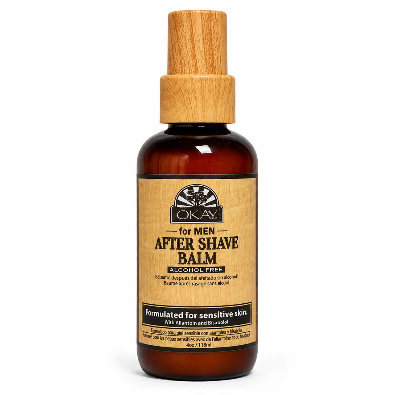 OKAY Men's Alcohol-Free After Shave Balm - Fragrance-Infused, Sensitive Skin-Friendly, Aloe + Rosehip Calm Formula for Moisture, 4 oz/118 ml, Aftershave, Cucumber Extract, Olive + Jojoba Oils, Soothing Chamomile, Flower, Water