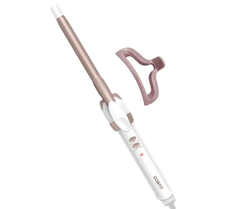 Conair Double Ceramic 0.5-Inch Adjustable Lightweight Curling Iron with Bonus Claw Clip, Creates Curls for Daily Use on Short to Medium Hair, White/Rose Gold