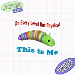 Rainbow Worm Sticker | Funny Emotional Meme Vinyl Decal | Quirky Laptop Cartoon Art | Cute Waterproof Sticker for Journals and Gifts S