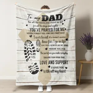 To My Dad Blanket Gift from Daughter Son - Christian Religious Father's Day Gifts - Sentimental "You've Prayed For Me" Fleece Throw - Cross & Boot Print Rustic Wood Design - Birthday Christmas Gift for Hero Dad