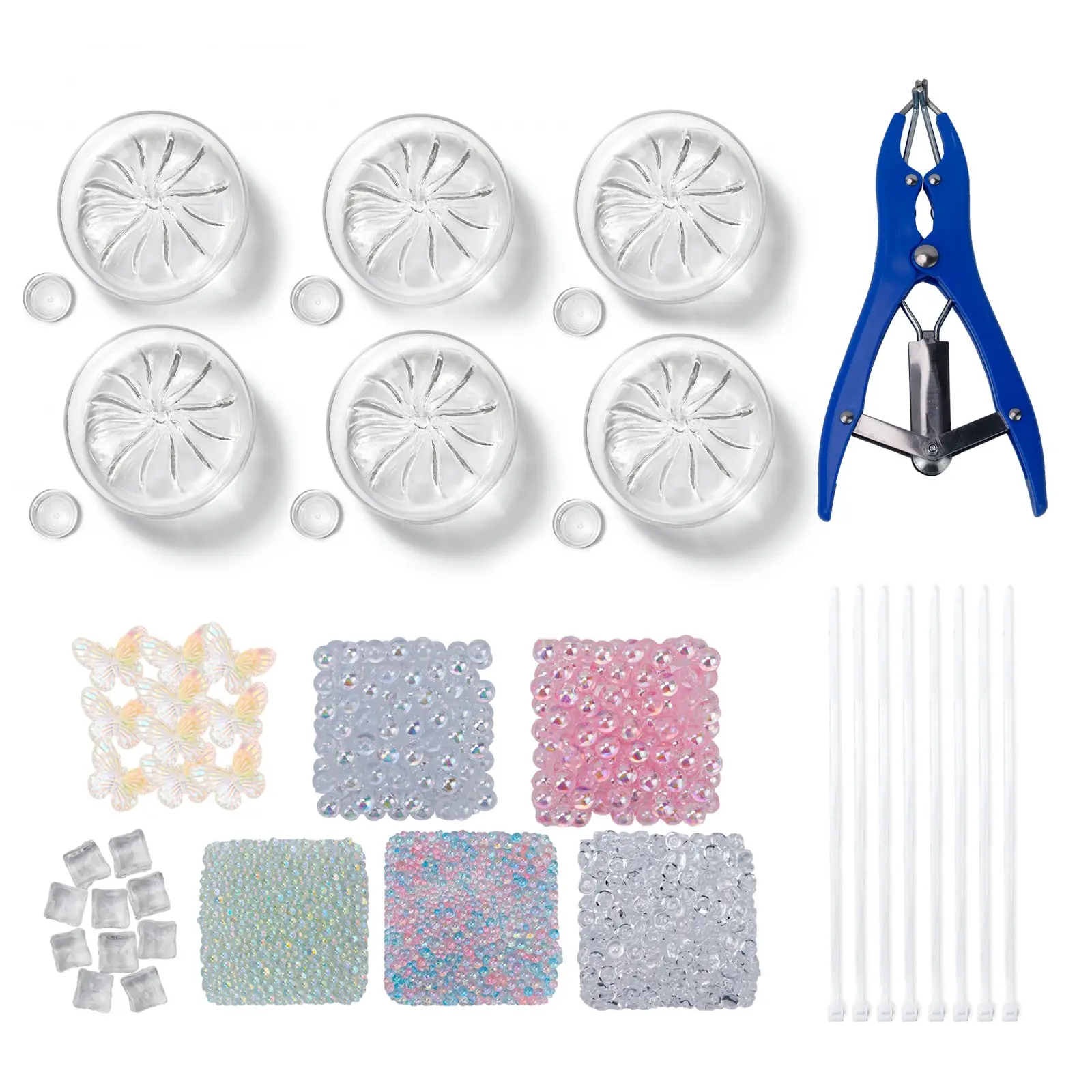 DIY Handmade Stress Relief Ball Kit, Dumpling Shape, Shiny Series, Includes 6 Transparent Balloon Skins, Expander & 8 Straps