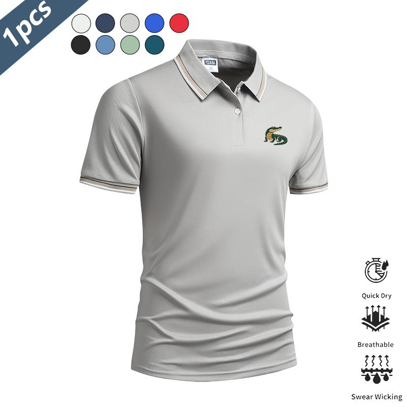 Men’s 5-pack alligator print polo shirts—lightweight, quick-drying, breathable summer short-sleeve collared T-shirts for business casual wear. Suitable for commuting, everyday wear, and light business outfits; pairs well with dress pants and casual trouse Men’s 5-pack alligator print polo shirts—lightweight, quick-drying, breathable summer short-sleeve collared T-shirts for business casual wear. Suitable for commuting, everyday wear, and light business outfits; pairs well with dress pants and casual trouse