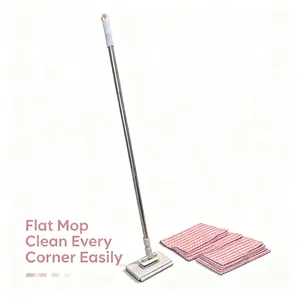 Mini Flat Glass Wall Mop with 360° Flexible Rotation No-Hand Wash Lightweight for Easy Cleaning Includes 10 Cloths for Corners Bathroom Kitchen Tool Flat Mop System Pads