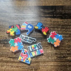 Autism Shoe Charms - Colorful Croc Charms with Autism Friendly Message & Puzzle Pieces Design for Awareness  set of 8