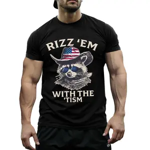 Patriotic Rizz Em With The Tism Hoodie - Cool Raccoon Sunglasses Cowboy Hat - Funny Statement Sweatshirt for Unisex Humor Fans