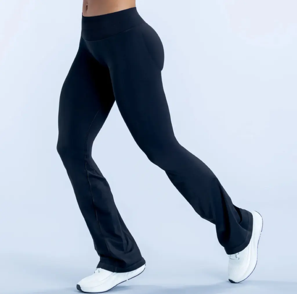 （With Logo） DFYNE High Waist Flare Leggings, Tummy Control Butt Lift Bootcut Yoga Pants, Squat Proof Seamless Workout Trousers Multiple Colors