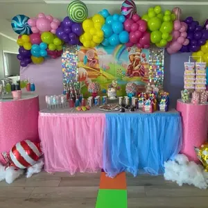 Candy land birthday party balloon garland decor