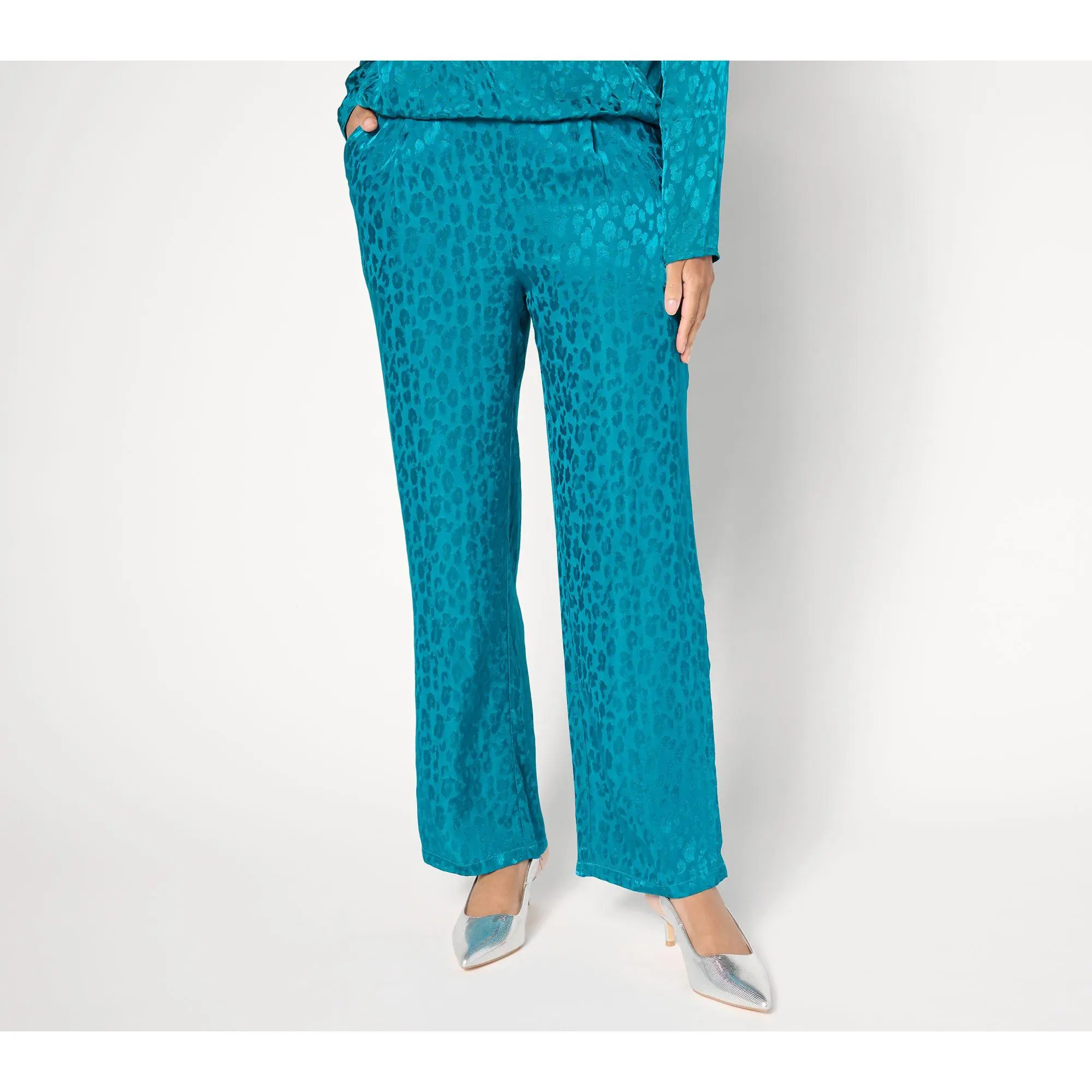 by Stacy London Petite Drapey Jacquard Ankle Pant