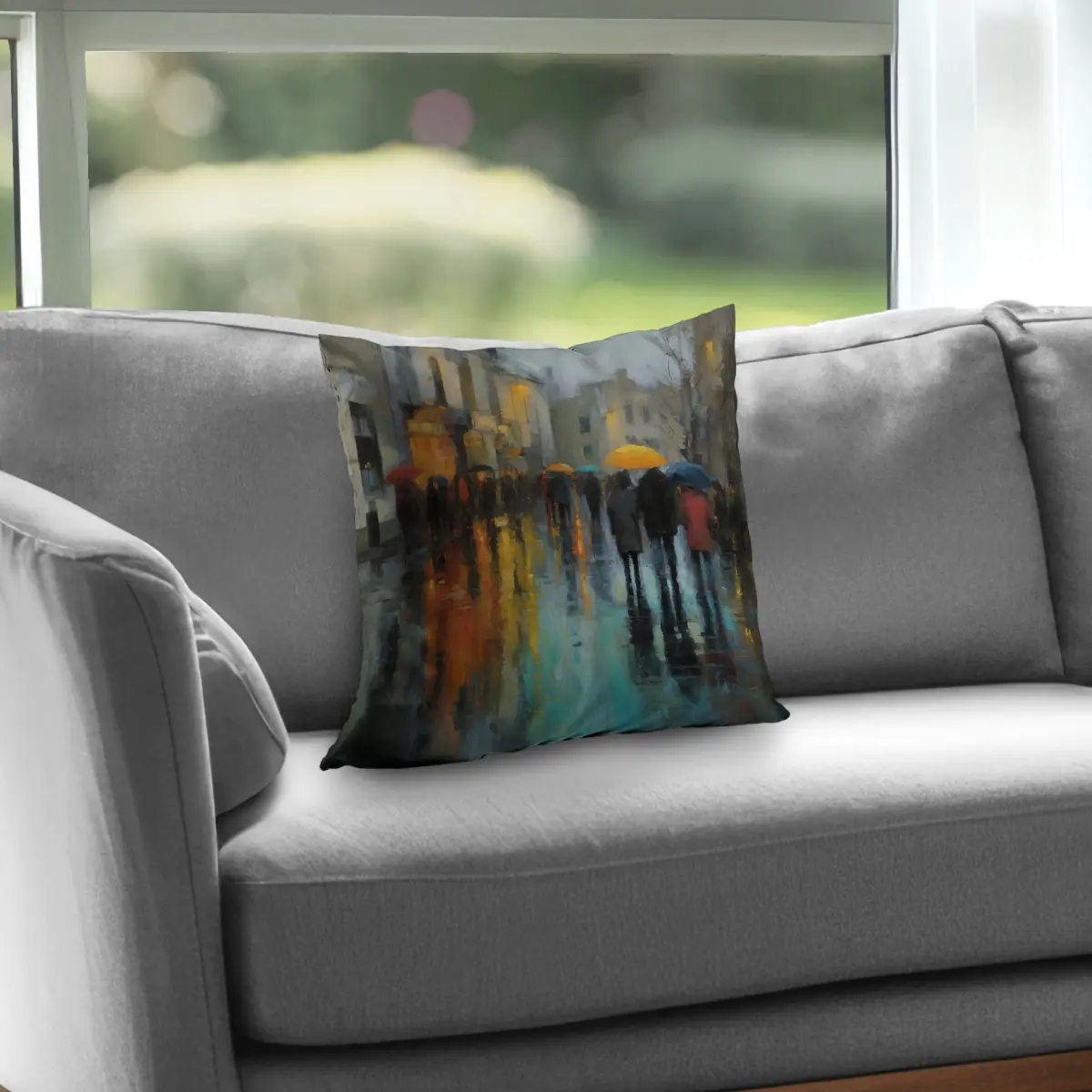 MWW C1PC1616GHQM9U 16x16 in. Rainy Day Yellow Polyester Twill Throw Pillow - Cozy, Bright-Colored Standard Pillow, Bright-Colored Standard Pillows