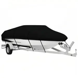 14-16FT Boat Cover 210D Oxford Cloth Fishing Skiing Boat Protector Waterproof V-Shaped Hull Protector for Yachts Motors Rowing Boats