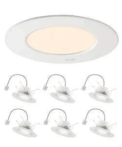 6 Pack - Brilli 5/6 inch LED Recessed Retrofit Downlight, Dimmable, Color Tunable