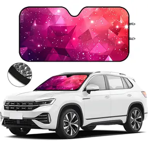 1pc Foldable Car Window Sun Shade, Front Windshield UV Protection, Starry Glitter Design, Easy Install, for Summer Driving, Parking, Road Trips, Keeps Car Cool