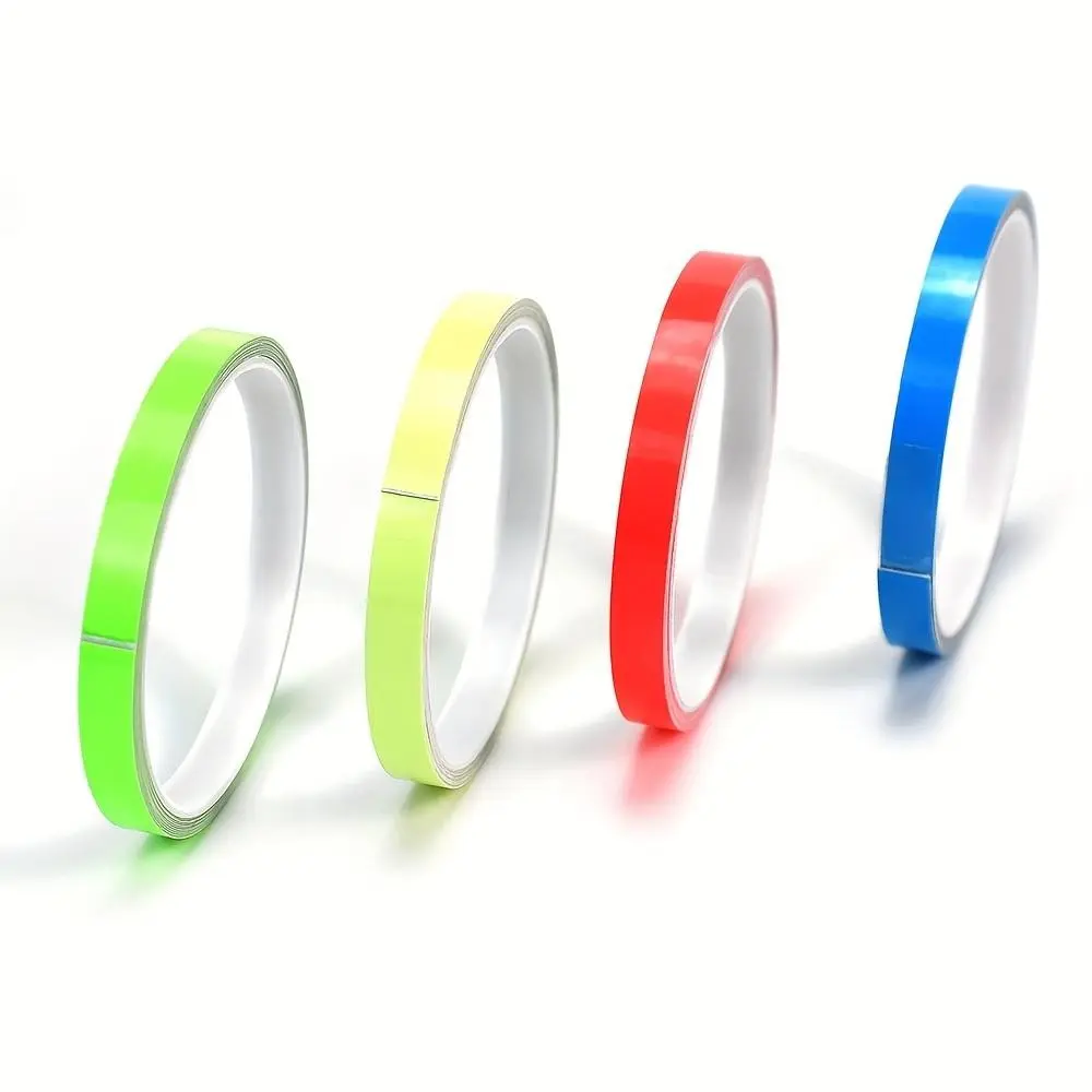 Yitape Night Glow Tape Set, 4 Rolls High Visibility Fluorescent Self-Adhesive Stickers, Directional Safety Reminder for Outdoor Fishing, Reflective Sticker