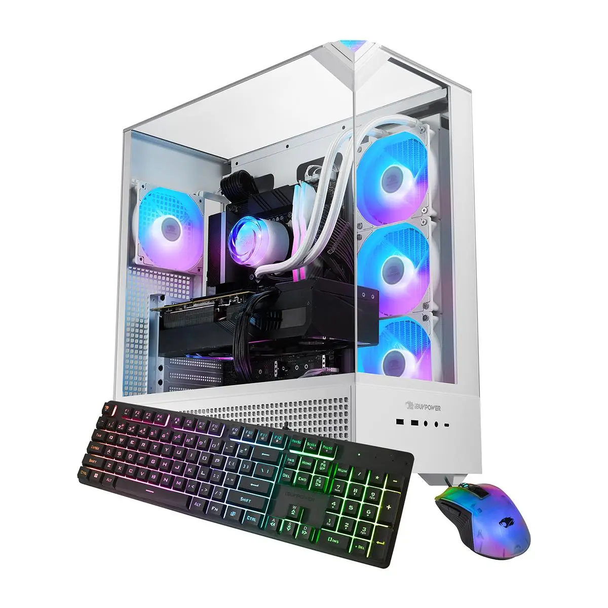iBUYPOWER Element EWA7R97XT01 Liquid Cooled Gaming Desktop Computer, AMD Ryzen 7 7800X3D 4.2GHz, 32GB RAM, 2TB SSD, AMD Radeon RX 9070 XT 16GB, Windows 11 Home, White