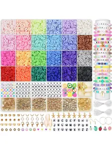 Beads Making Kit, Colorful Round Beads & Elastic Thread & Lobster Clasp & Jump Rings & Beading Tweezers, DIY Jewelry Making Supplies, Bead Assortment