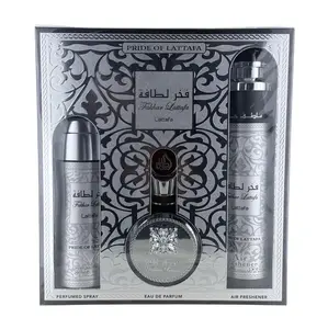 Lattafa Fakhar for Men 3 Piece Bundle Set (3.4 Ounce, Eau de Parfum Spray + 6.7 Ounce, Deodorant Spray + 10.1 Ounce, Air Freshener)