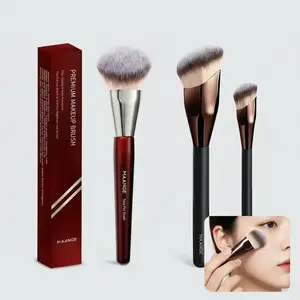 MAANGE Makeup Brush Bundle, 1 Red Finger Foundation Brush with Wood Handle and 2 Black Foundation & Concealer Brushes with Soft Plastic Bristles for Youth