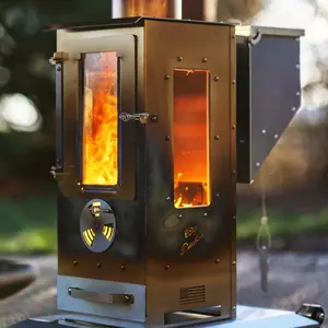 Big Timber Outdoor Heater 90,000 BTUs 100% Stainless Steel, Smokeless, Wood Pellet-Powered, Gravity-Fed, Made in USA, Perfect for Patios & Decks