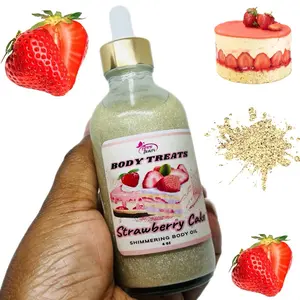 Shimmering Strawberry Cake  Moisturizing Body Glow Oil Body Oil - Holiday Gift vgo skincare scented muscle relief luxury skin glowing